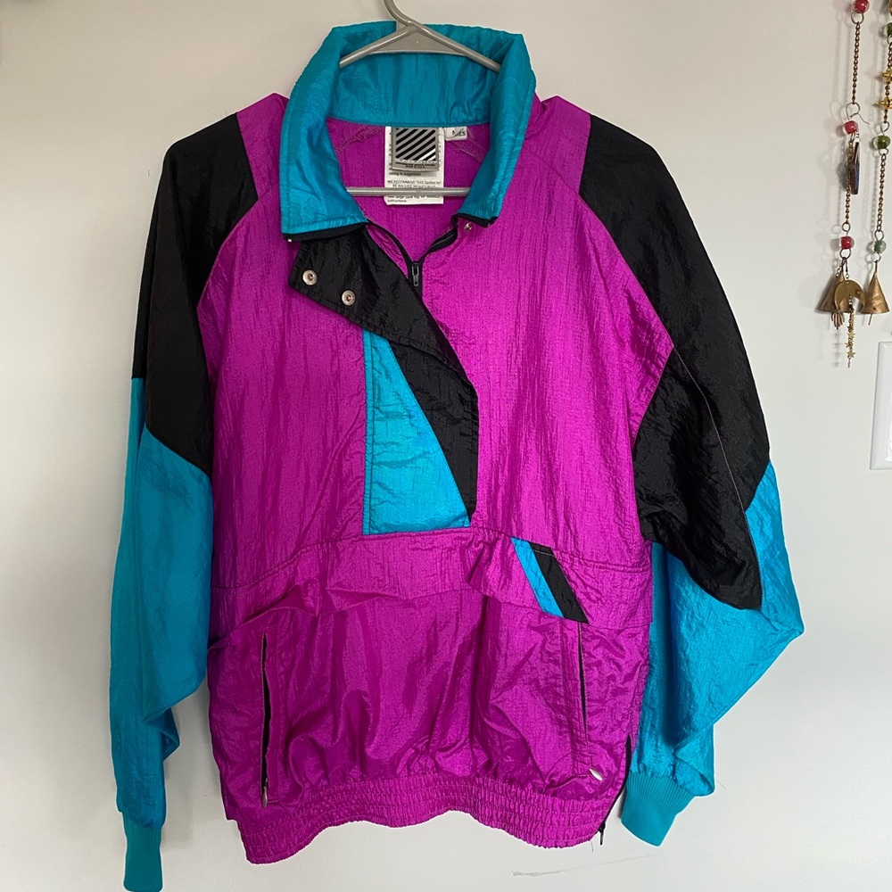 Vintage 80s windbreaker jacket woman’s size M - Picture 2 of 7